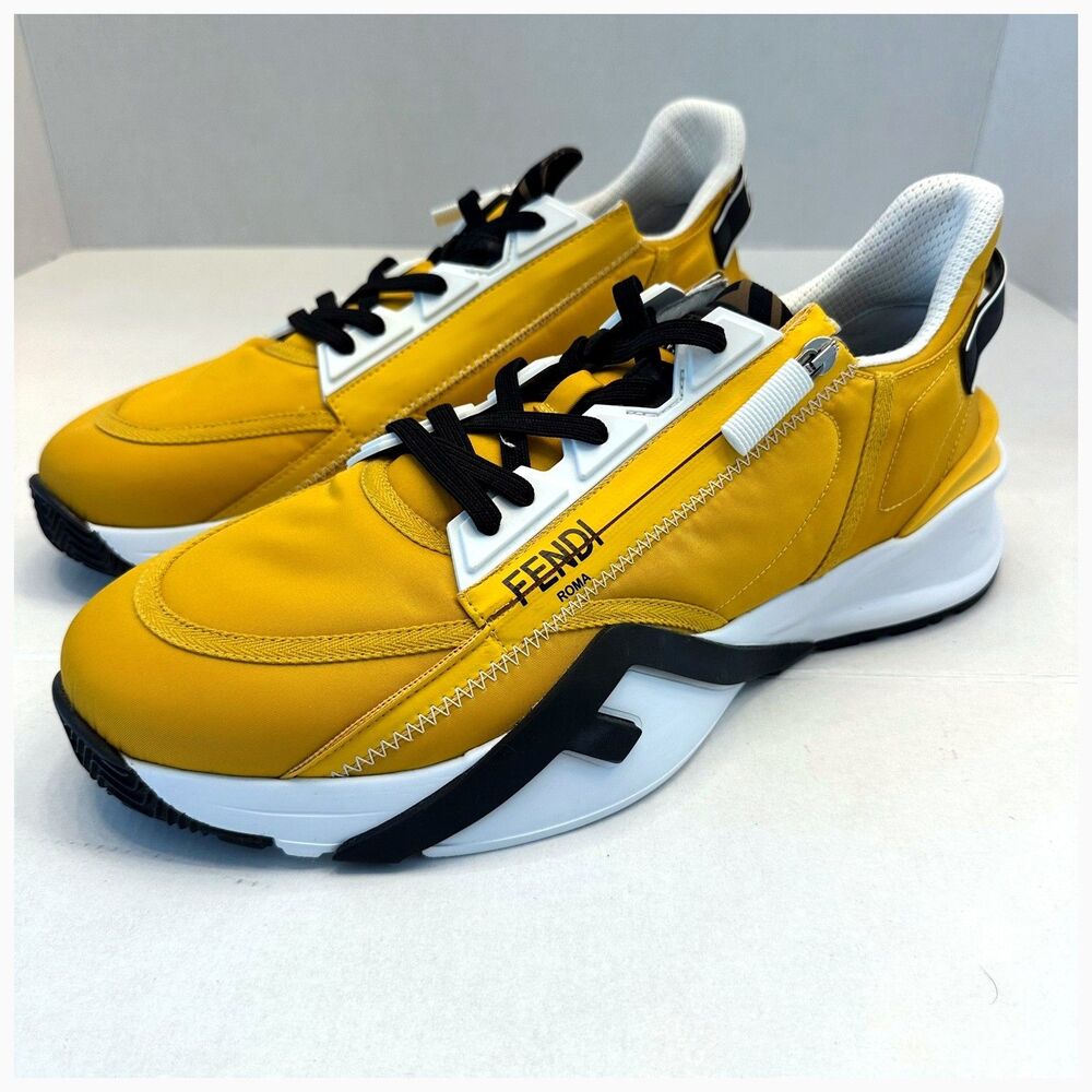 Fendi Flow Men's Sunflower Yellow Low Top Sneakers Size 12 NEW No Box